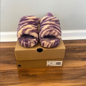 UGG Cozy Purple and Cream Slippers